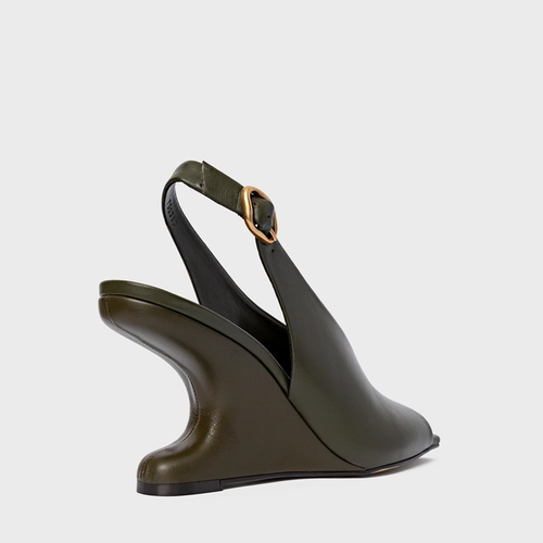 Sandália Bold Anabela Curve Couro Verde Herb