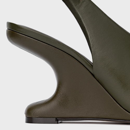 Sandália Bold Anabela Curve Couro Verde Herb