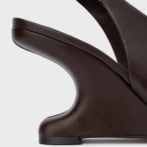 Sandália Bold Anabela Curve Couro Marrom Dark Brown