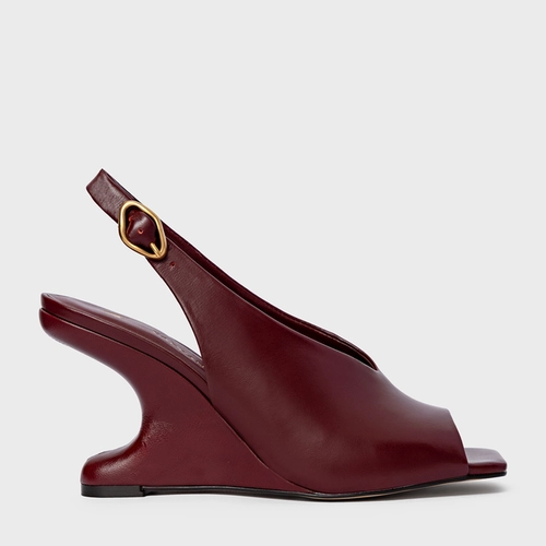 Sandália Bold Anabela Curve Couro Vinho Mahogany