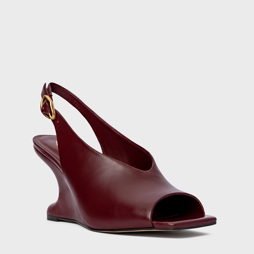 Sandália Bold Anabela Curve Couro Vinho Mahogany