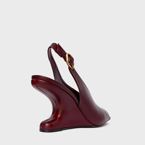 Sandália Bold Anabela Curve Couro Vinho Mahogany