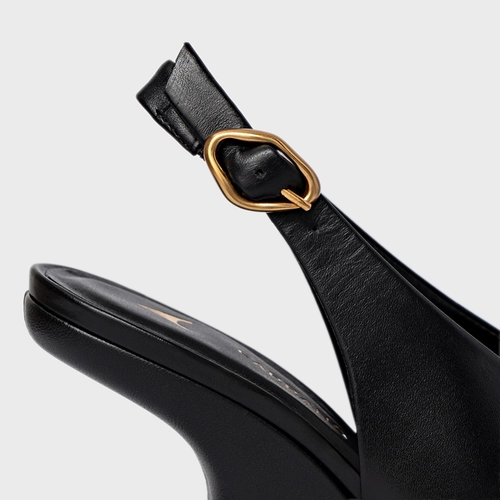 Sandália Bold Anabela Curve Couro Preto