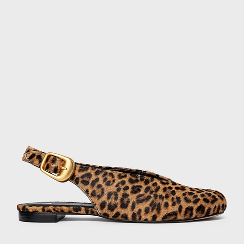 Sapatilha Slingback Buckle Pelo Animal Print Honey
