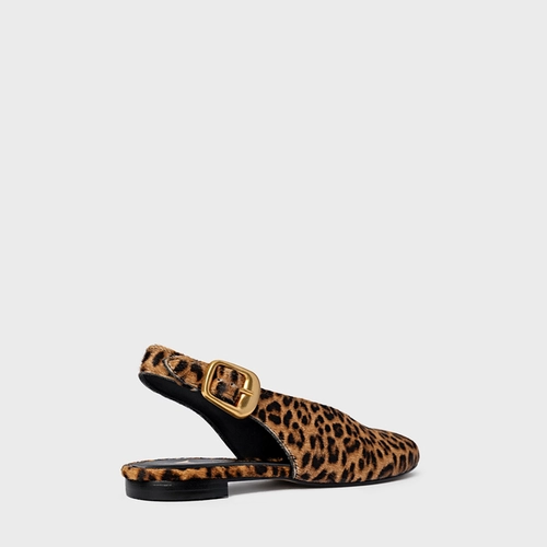Sapatilha Slingback Buckle Pelo Animal Print Honey