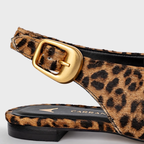 Sapatilha Slingback Buckle Pelo Animal Print Honey