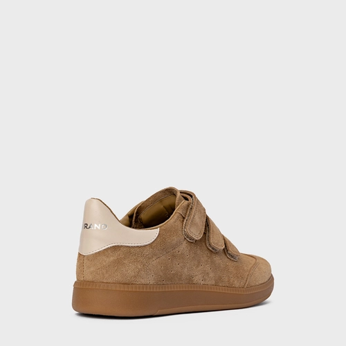 Tênis Velcro Couro Suede Bege Almond