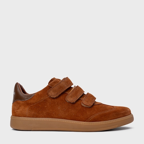 Tênis Velcro Couro Suede Marrom Ferrugem