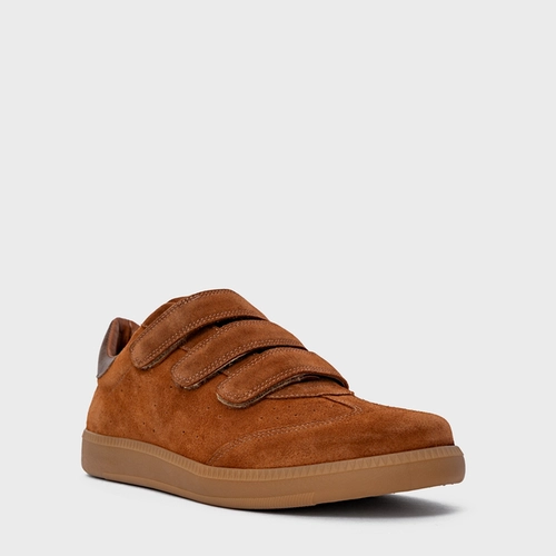 Tênis Velcro Couro Suede Marrom Ferrugem