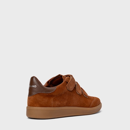 Tênis Velcro Couro Suede Marrom Ferrugem