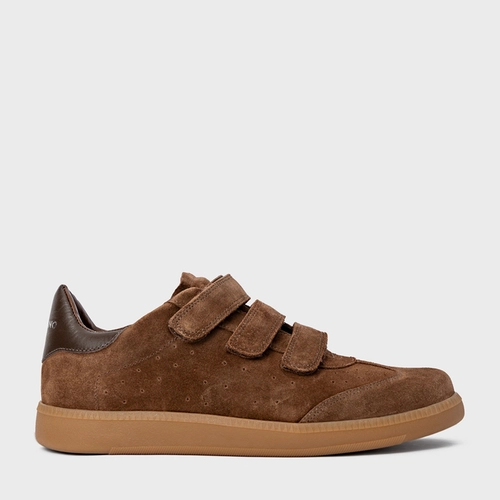 Tênis Velcro Couro Suede Marrom Brownie