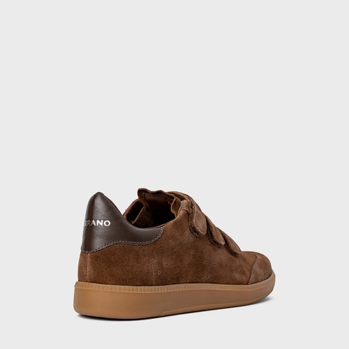 Tênis Velcro Couro Suede Marrom Brownie