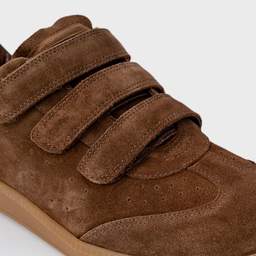 Tênis Velcro Couro Suede Marrom Brownie