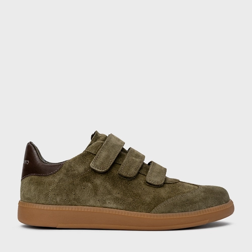 Tênis Velcro Couro Suede Verde Army Green