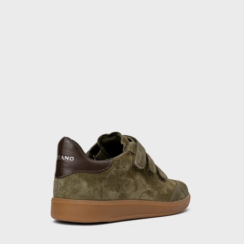 Tênis Velcro Couro Suede Verde Army Green