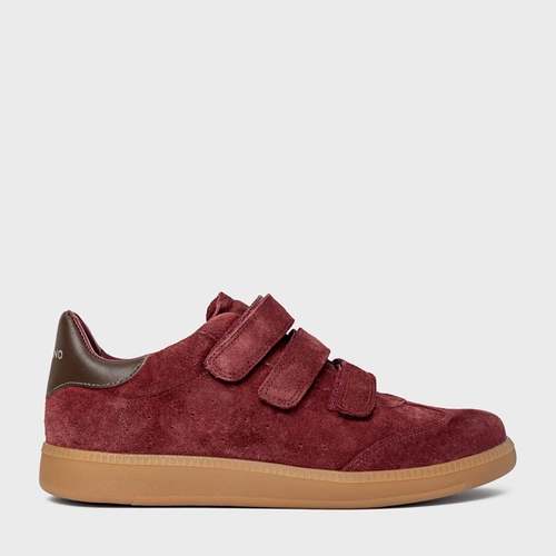 Tênis Velcro Couro Suede Vinho Mahogany