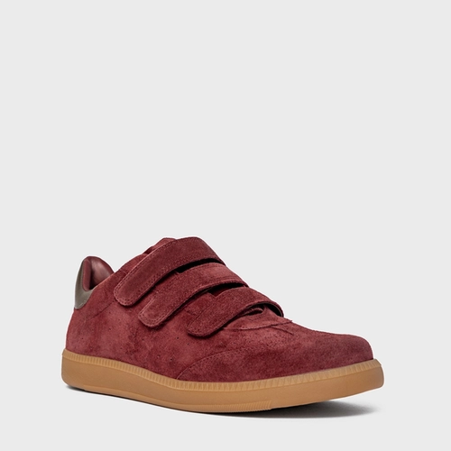 Tênis Velcro Couro Suede Vinho Mahogany