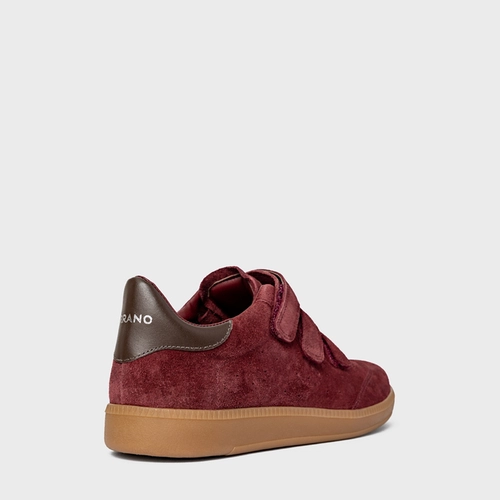 Tênis Velcro Couro Suede Vinho Mahogany