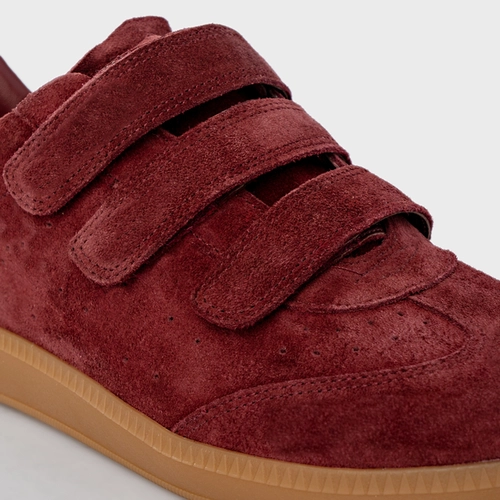 Tênis Velcro Couro Suede Vinho Mahogany