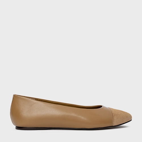 Sapatilha Duo Couro Bege Almond