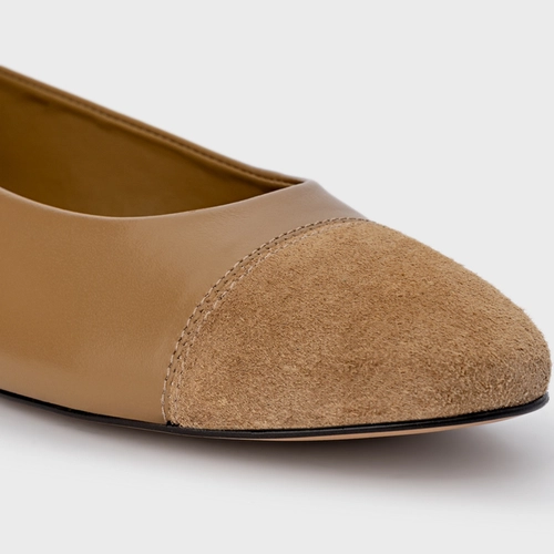 Sapatilha Duo Couro Bege Almond