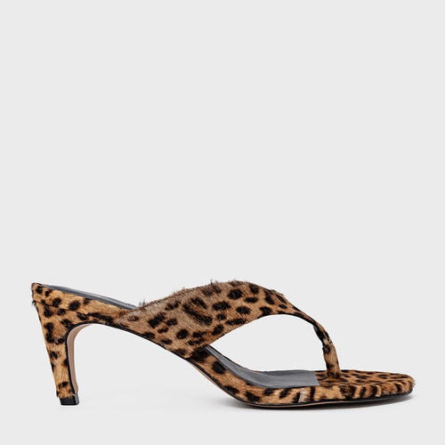 Open Mule Thong Timeless Salto Fino Pelo Animal Print Honey