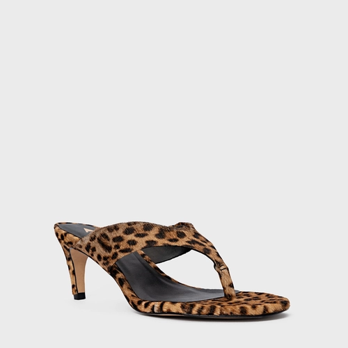 Open Mule Thong Timeless Salto Fino Pelo Animal Print Honey