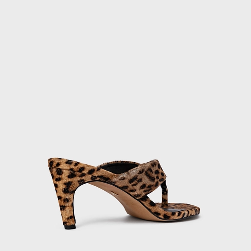 Open Mule Thong Timeless Salto Fino Pelo Animal Print Honey