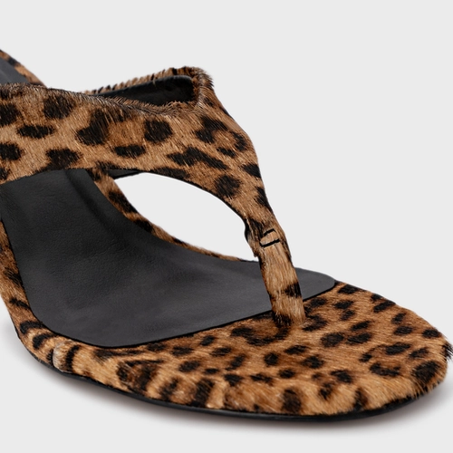 Open Mule Thong Timeless Salto Fino Pelo Animal Print Honey