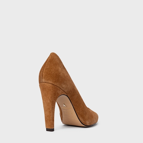 Scarpin Gio Salto Fino Couro Suede Marrom Saddle