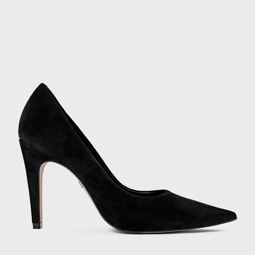 Scarpin Gio Salto Fino Couro Suede Preto