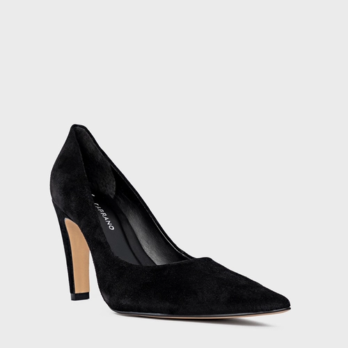 Scarpin Gio Salto Fino Couro Suede Preto