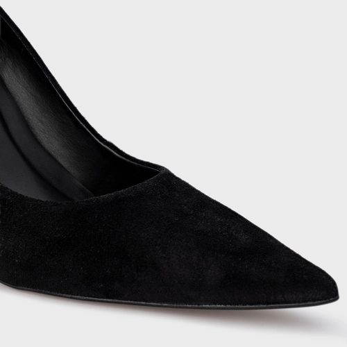 Scarpin Gio Salto Fino Couro Suede Preto