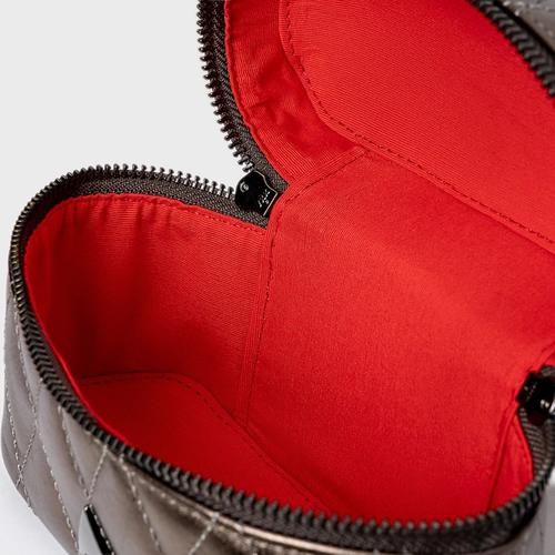 Bolsa Tiracolo Yumi Pequena Couro Metalizado Prata Old