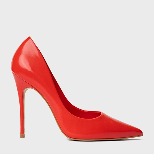 Scarpin Loretta Salto Fino Couro Vermelho Red