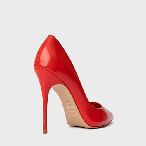 Scarpin Loretta Salto Fino Couro Vermelho Red