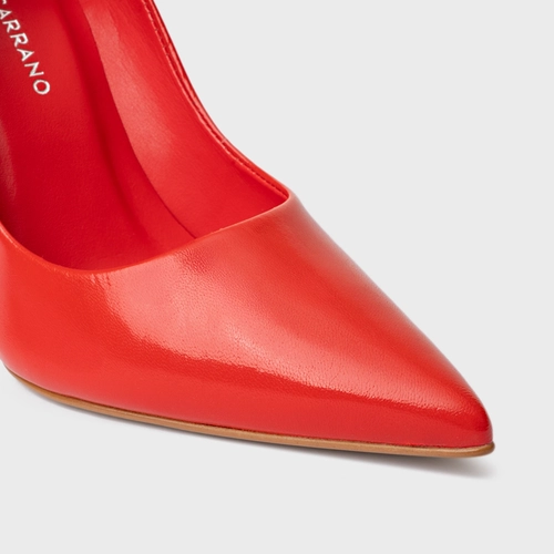 Scarpin Loretta Salto Fino Couro Vermelho Red