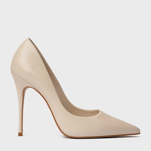 Scarpin Loretta Salto Fino Couro Off White Panacota