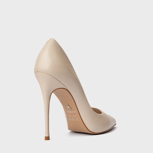 Scarpin Loretta Salto Fino Couro Off White Panacota