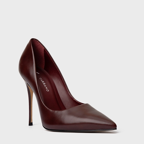 Scarpin Loretta Salto Fino Couro Vinho Dark Mahogany