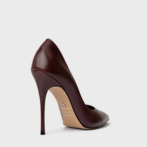 Scarpin Loretta Salto Fino Couro Vinho Dark Mahogany