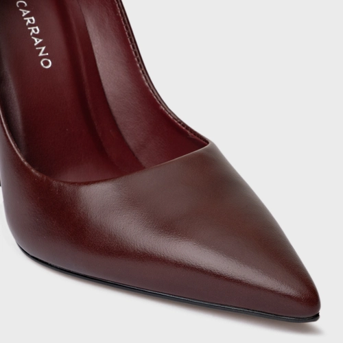 Scarpin Loretta Salto Fino Couro Vinho Dark Mahogany
