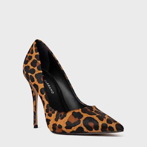 Scarpin Loretta Salto Fino Pelo Animal Print Natural