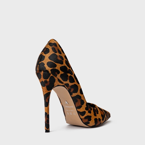 Scarpin Loretta Salto Fino Pelo Animal Print Natural