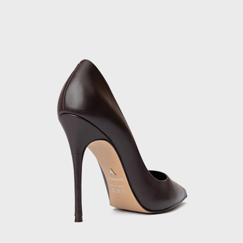 Scarpin Loretta Salto Fino Couro Marrom Dark Chocolate