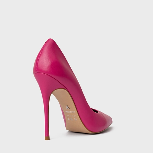 Scarpin Loretta Salto Fino Couro Rosa Mulberry