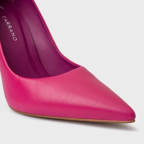 Scarpin Loretta Salto Fino Couro Rosa Mulberry