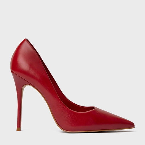 Scarpin Loretta Salto Fino Couro Vermelho Red Shiny