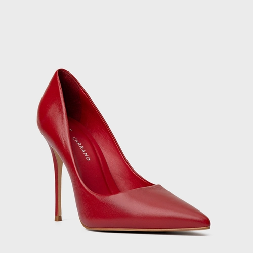 Scarpin Loretta Salto Fino Couro Vermelho Red Shiny