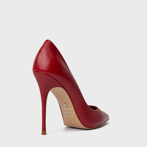 Scarpin Loretta Salto Fino Couro Vermelho Red Shiny